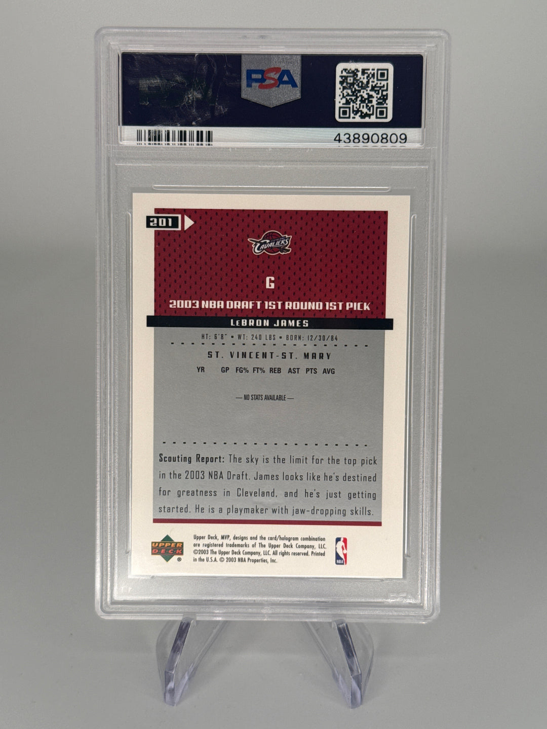 Lebron James 2003 Upper Deck MVP Rookie, PSA 10 Gem Mint