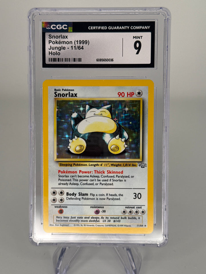 Pokemon TCG 1999 Snorlax Jungle Holo, 11/64, CGC 9 Mint