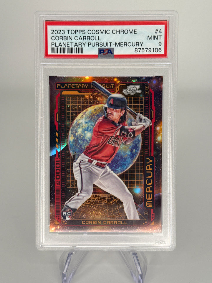 Corbin Carroll 2023 Topps Cosmic Chrome Planetary Pursuit Mercury Case Hit Rookie, PSA 9 Mint