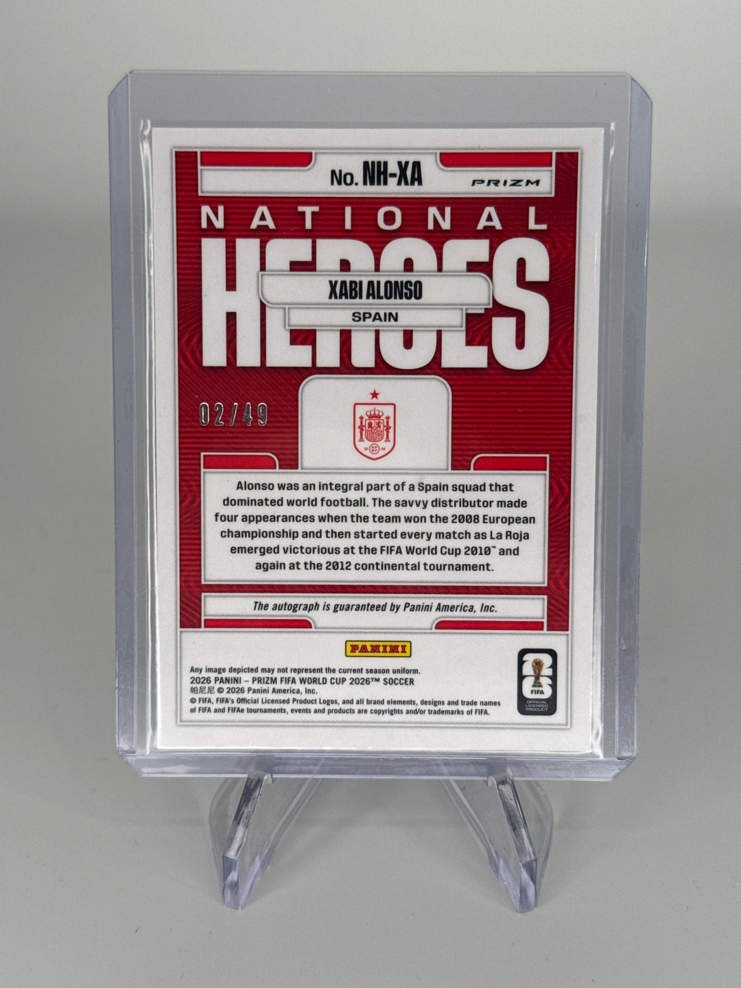 Xabi Alonso 2026 Panini Prizm World Cup National Heroes Red Auto, 02/49