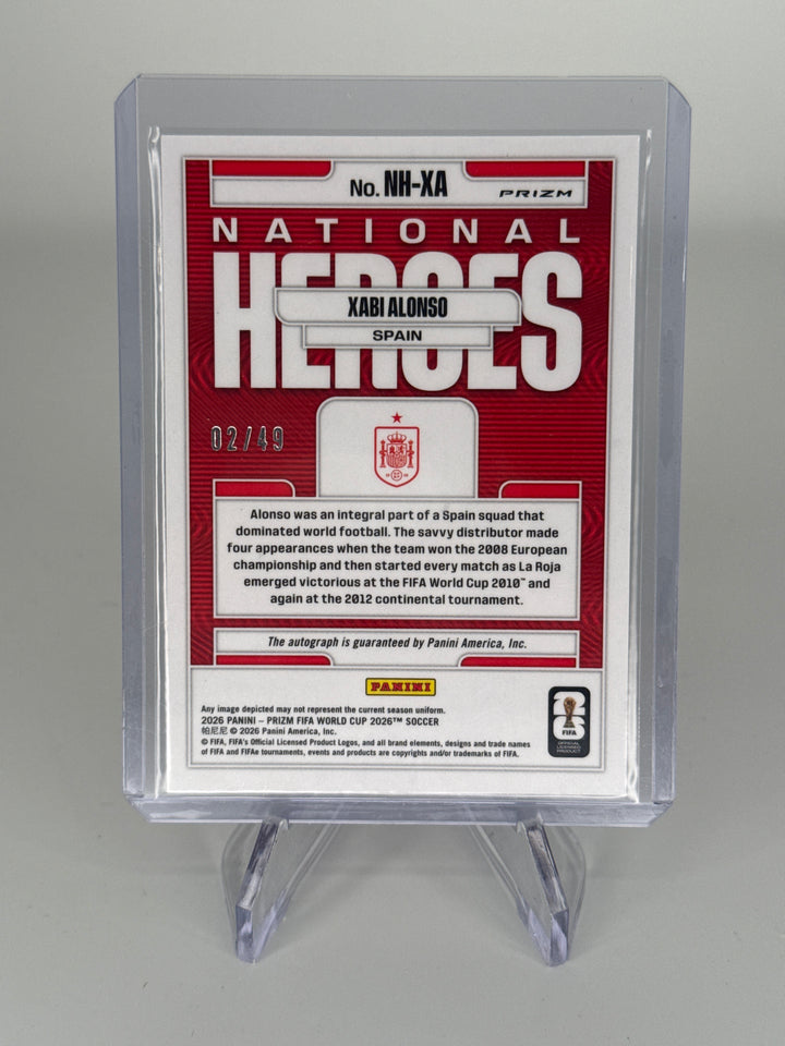 Xabi Alonso 2026 Panini Prizm World Cup National Heroes Red Auto, 02/49