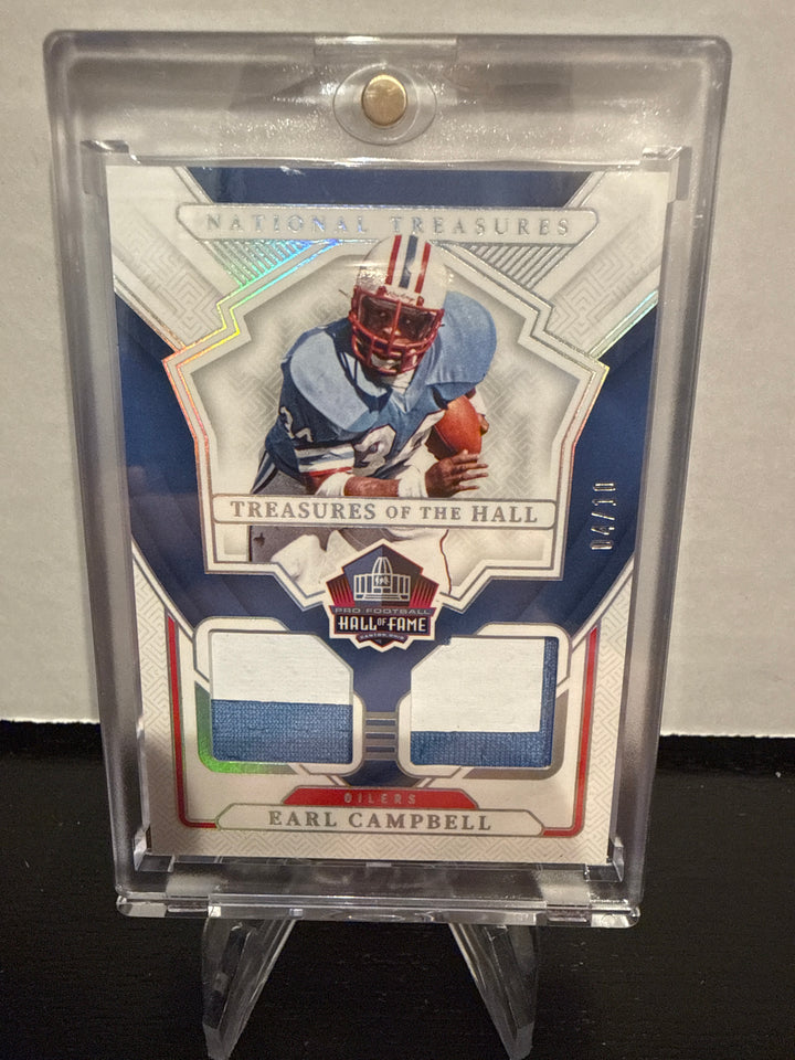 Earl Campbell 2024 Panini National Treasures, Treasures of the Hall Gold Dual Relic, 04/10