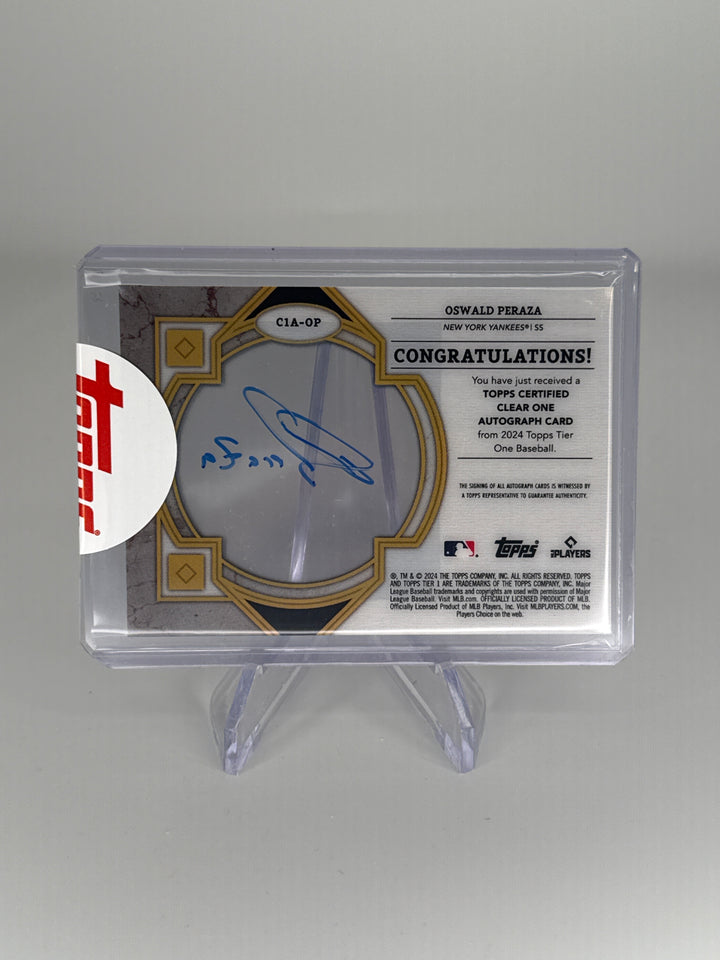 Oswald Peraza 2024 Topps Tier One Clearly Perfect Auto, 07/10