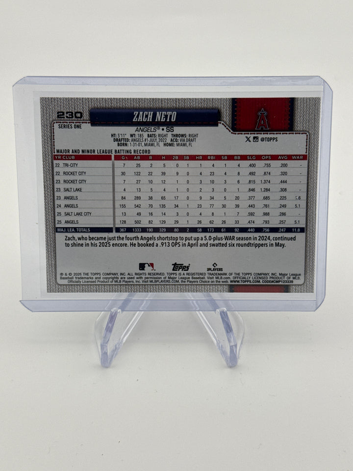 Zach Neto 2026 Topps Series One True Photo SSP Variation