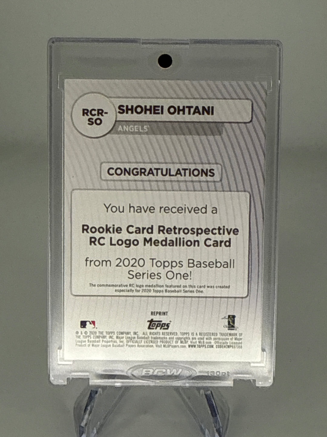 Shohei Ohtani 2020 Topps Series One Rookie Retrospective Medallion
