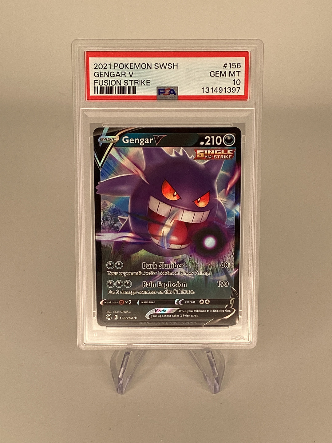 Pokemon TCG 2021 Gengar V Fushion Strike Ultra Rare, 156/264, PSA 10 Gem Mint