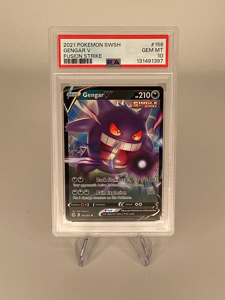 Pokemon TCG 2021 Gengar V Fushion Strike Ultra Rare, 156/264, PSA 10 Gem Mint