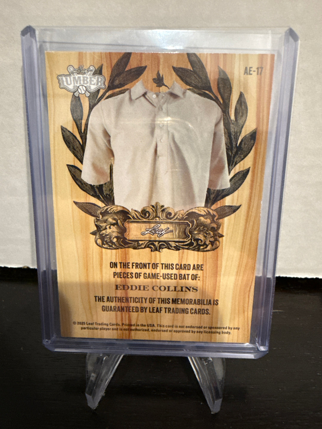 Eddie Collins 2025 Leaf Lumber All-Time Enshrined Dual Relic, 3/3