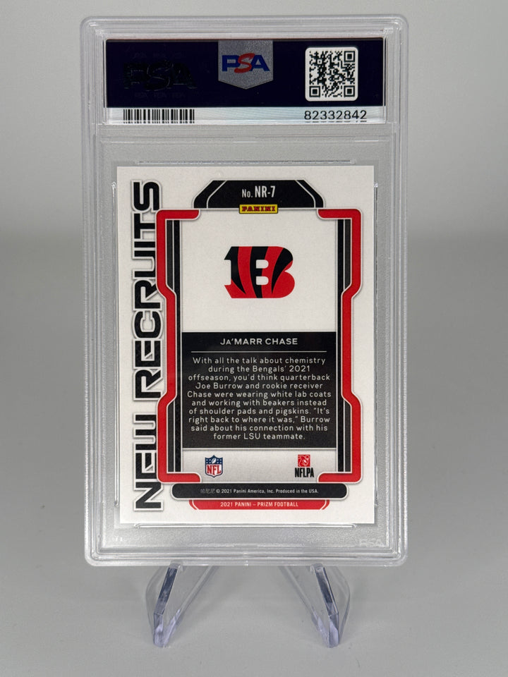 Ja'Marr Chase 2021 Panini Prizm New Recruits Rookie, PSA 10 Gem Mint