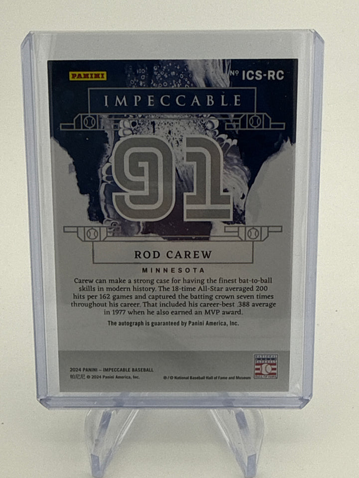 Rod Carew 2024 Panini Impeccable Cooperstown Signatures, 06/91