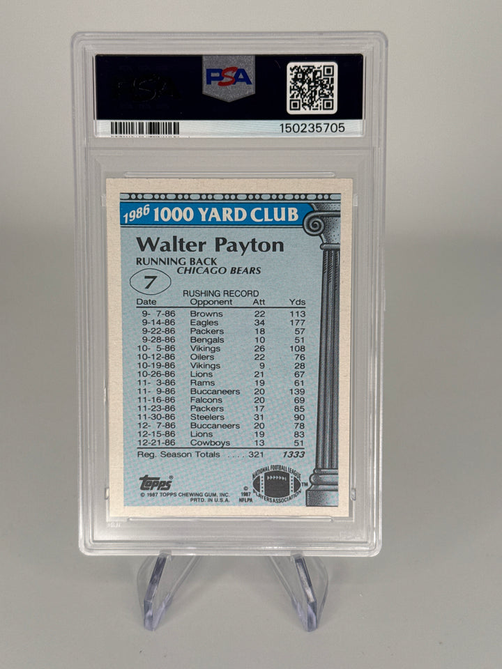 Walter Payton 1987 Topps 1000 Yard Club, PSA 9 Mint