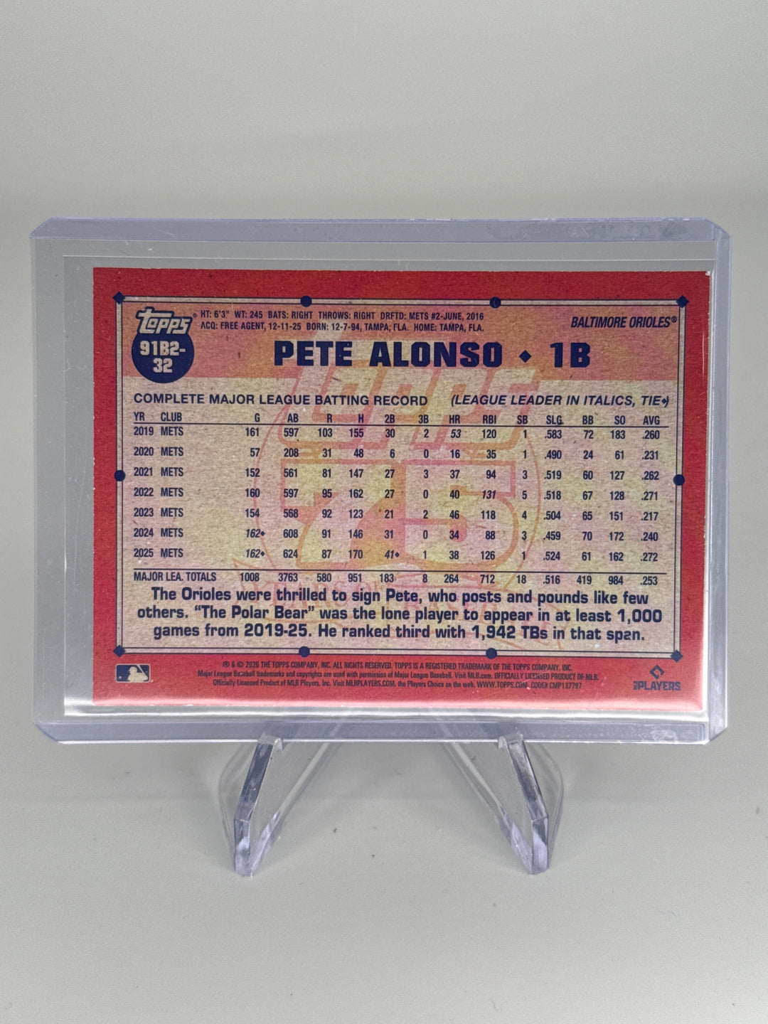 Pete Alonso 2026 Topps All-Star Game Black Refractor, 03/10