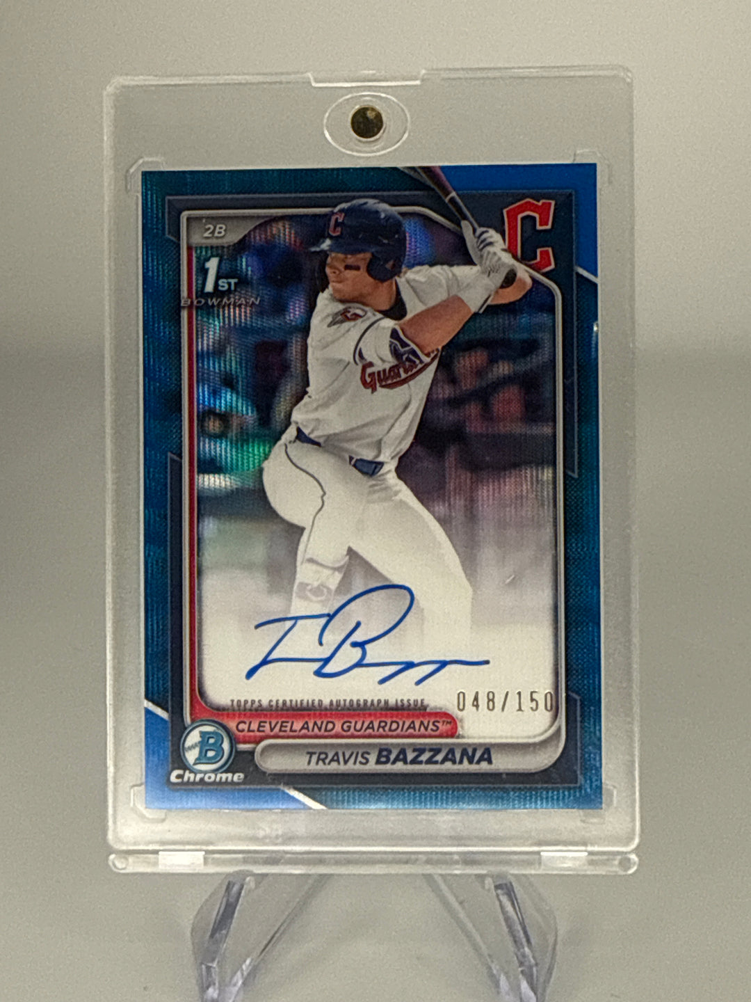 Travis Bazzana 2024 Bowman Chrome 1st Blue Wave Refractor Auto, 048/150