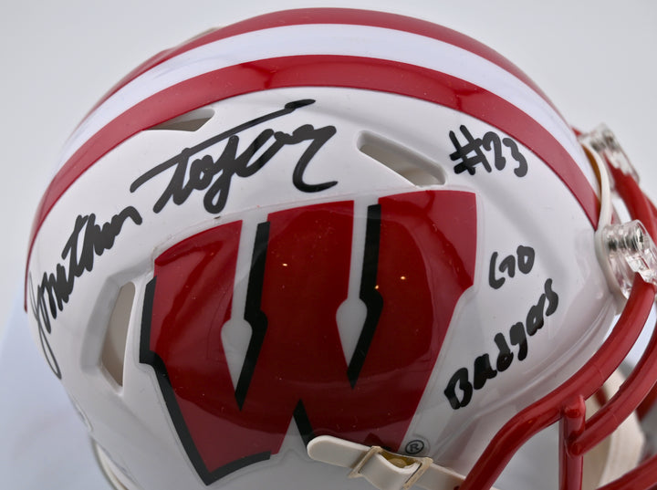 Jonathan Taylor Wisconsin Badgers Speed Autographed Mini-Helmet, Beckett Authenticated