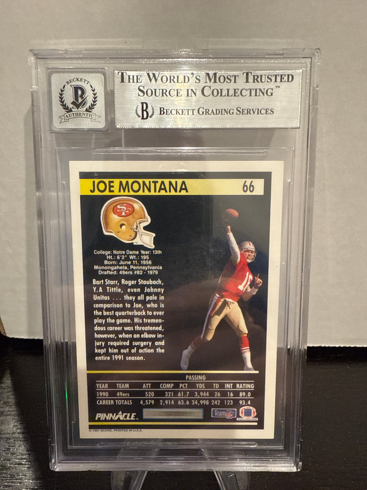 Joe Montana 1991 Pinnacle, BGS Authentic Auto