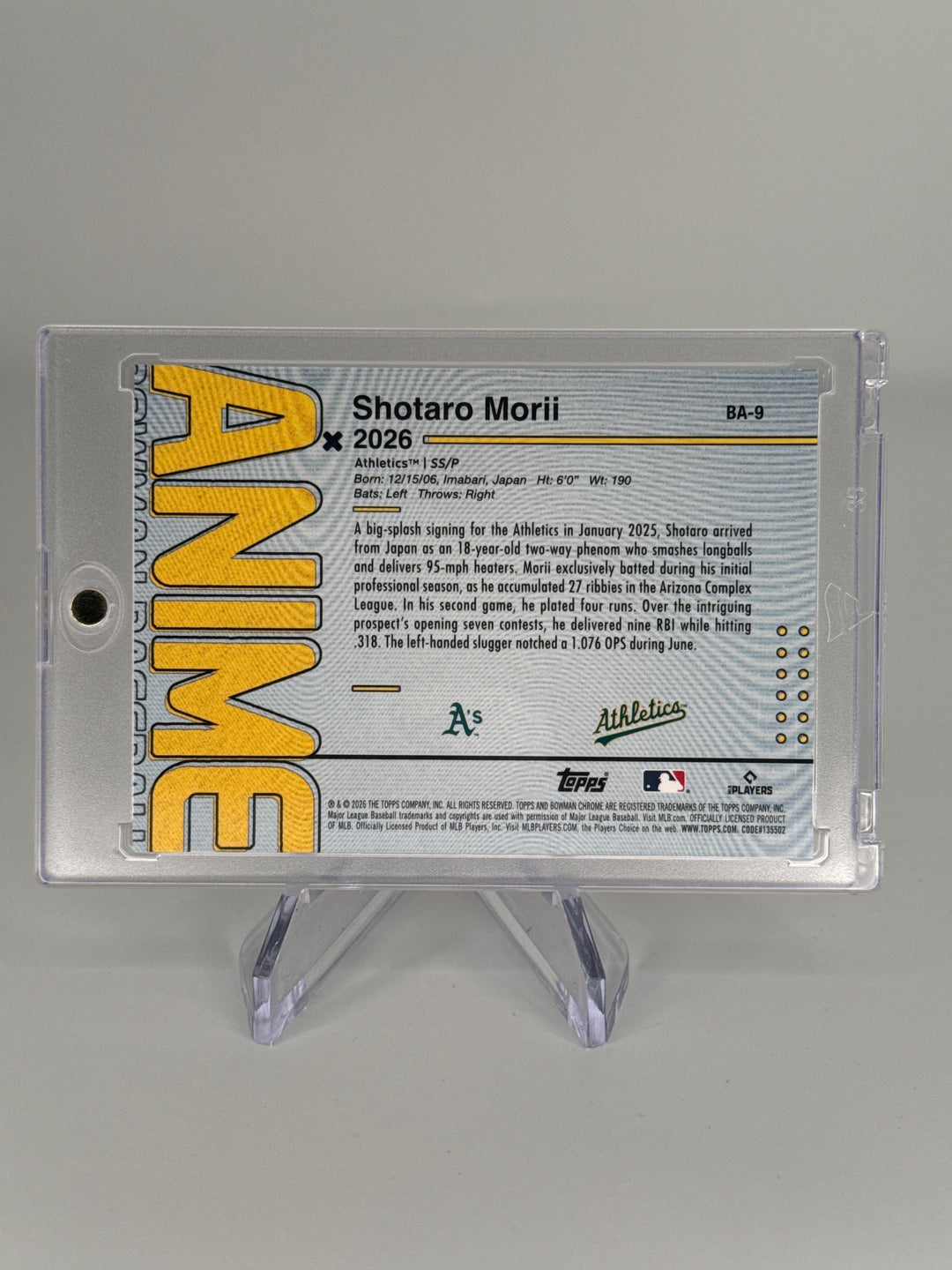 Shotaro Morii 2026 Bowman Chrome Anime SSP Case Hit