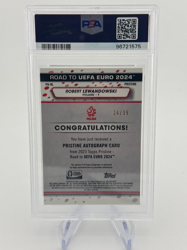 Robert Lewandowski 2023 Topps Pristine Euro 2024 Pristine Auto, 24/99, PSA 10 Gem Mint