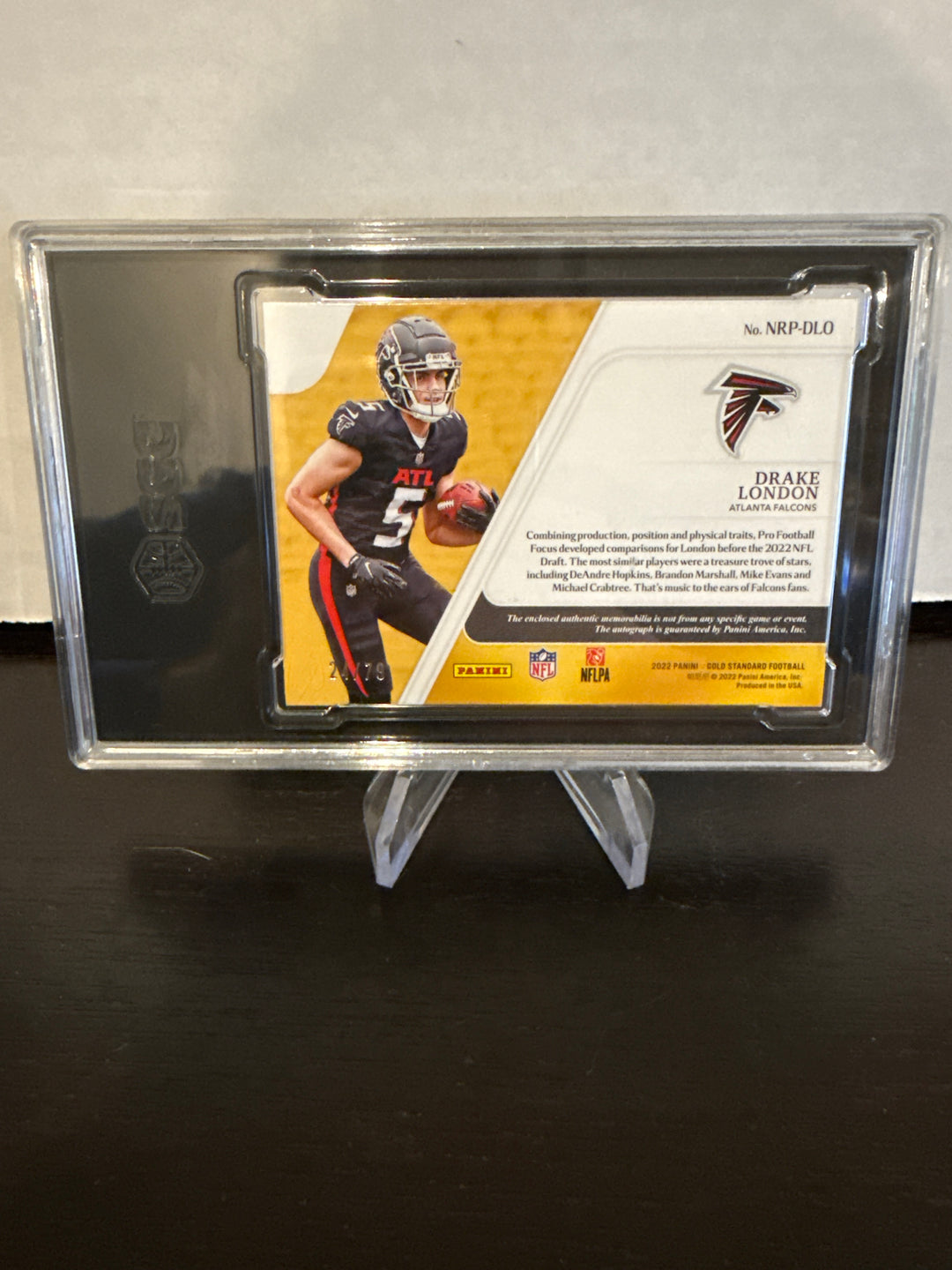 Drake London 2022 Panini Gold Standard Nouveau Riche Rookie Patch Auto, 24/79, SGC 10 Gem Mint