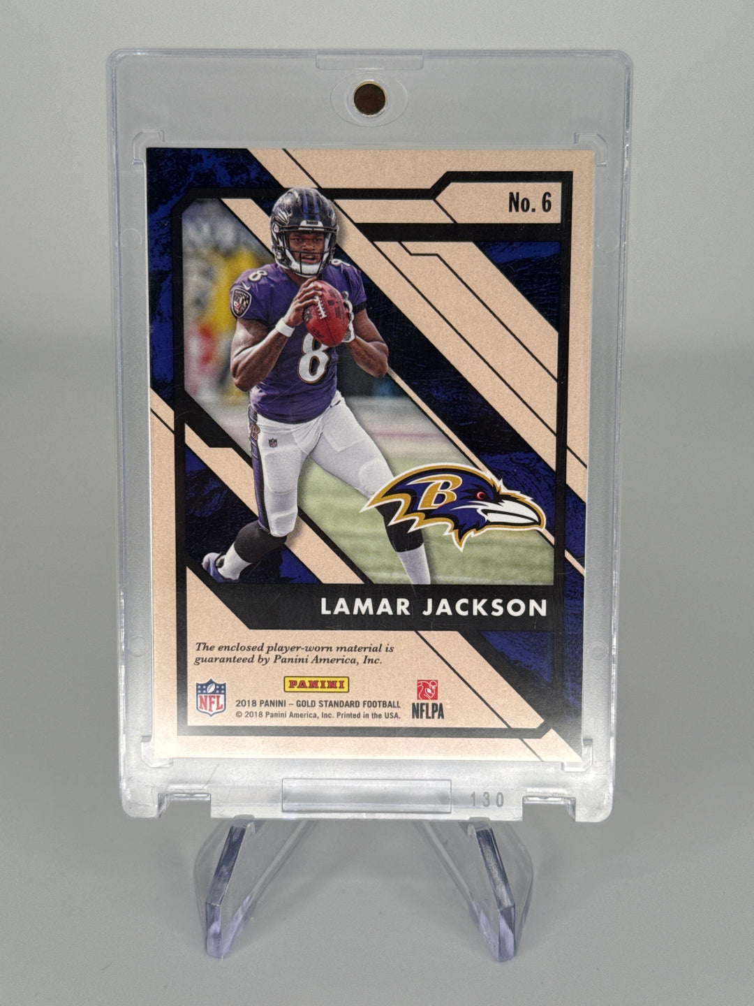 Lamar Jackson 2018 Panini Gold Standard Newly Minted Rookie Relic, 170/199