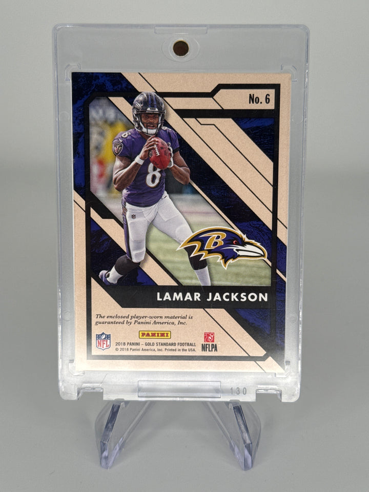 Lamar Jackson 2018 Panini Gold Standard Newly Minted Rookie Relic, 170/199