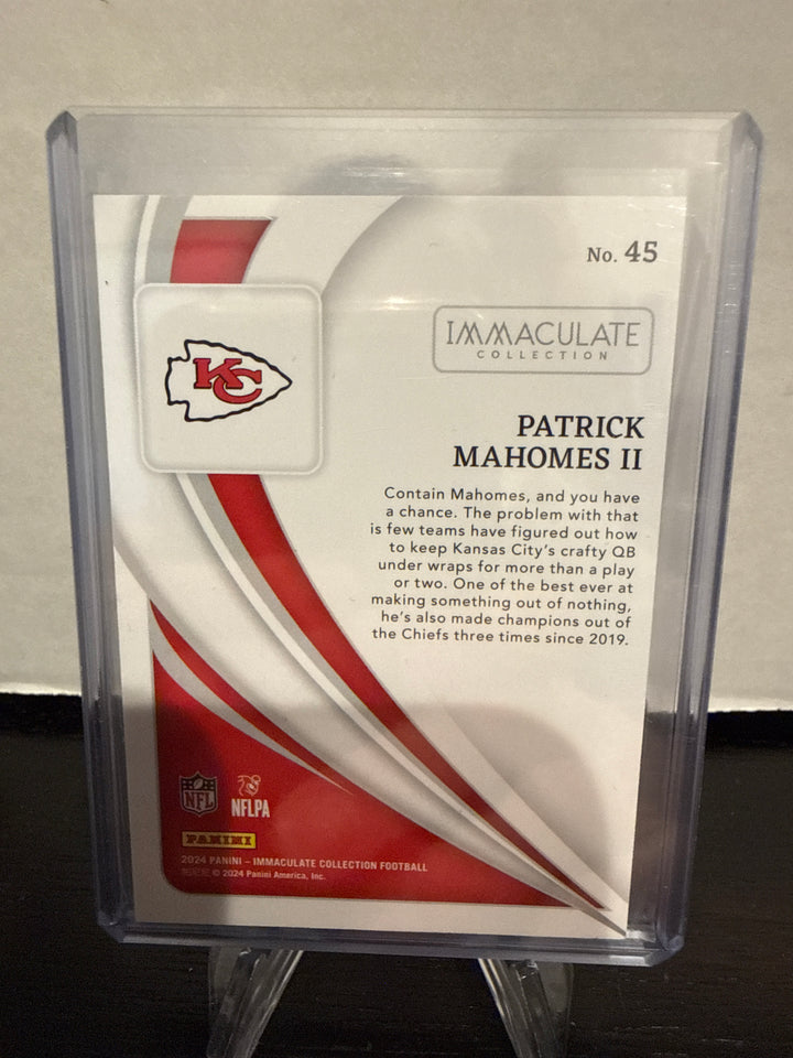 Patrick Mahomes 2024 Panini Immaculate Red Action, 62/65