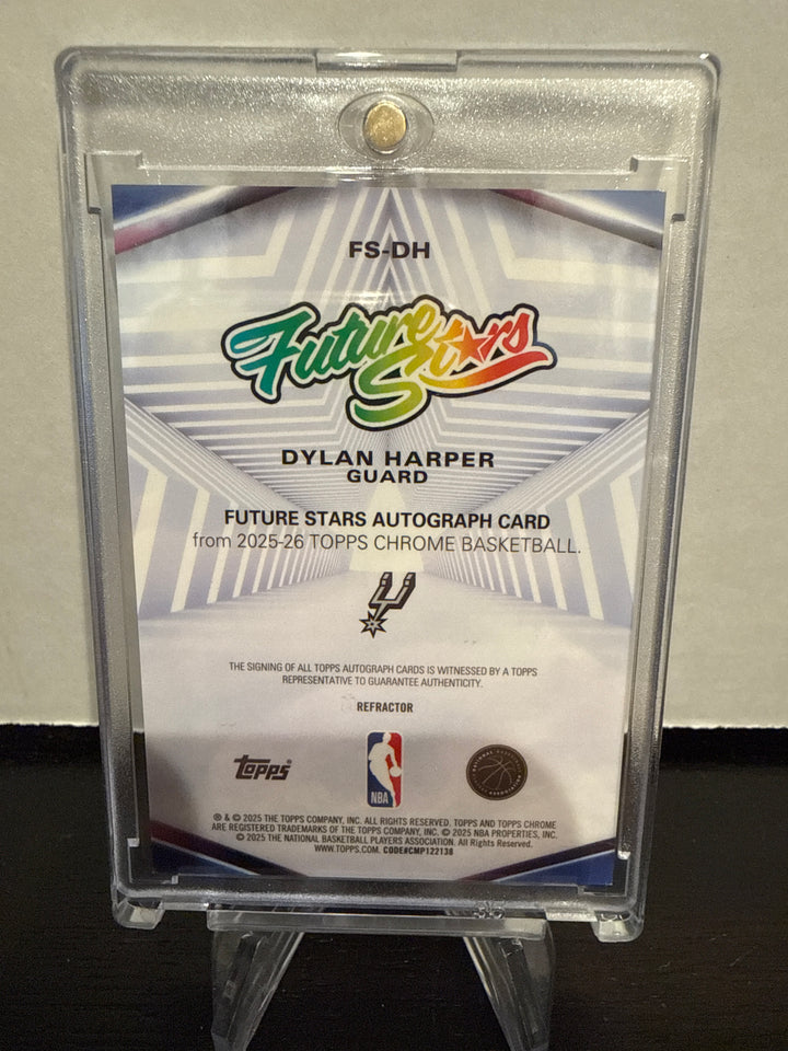 Dylan Harper 2025 Topps Chrome Basketball Future Stars Refractor Rookie Auto
