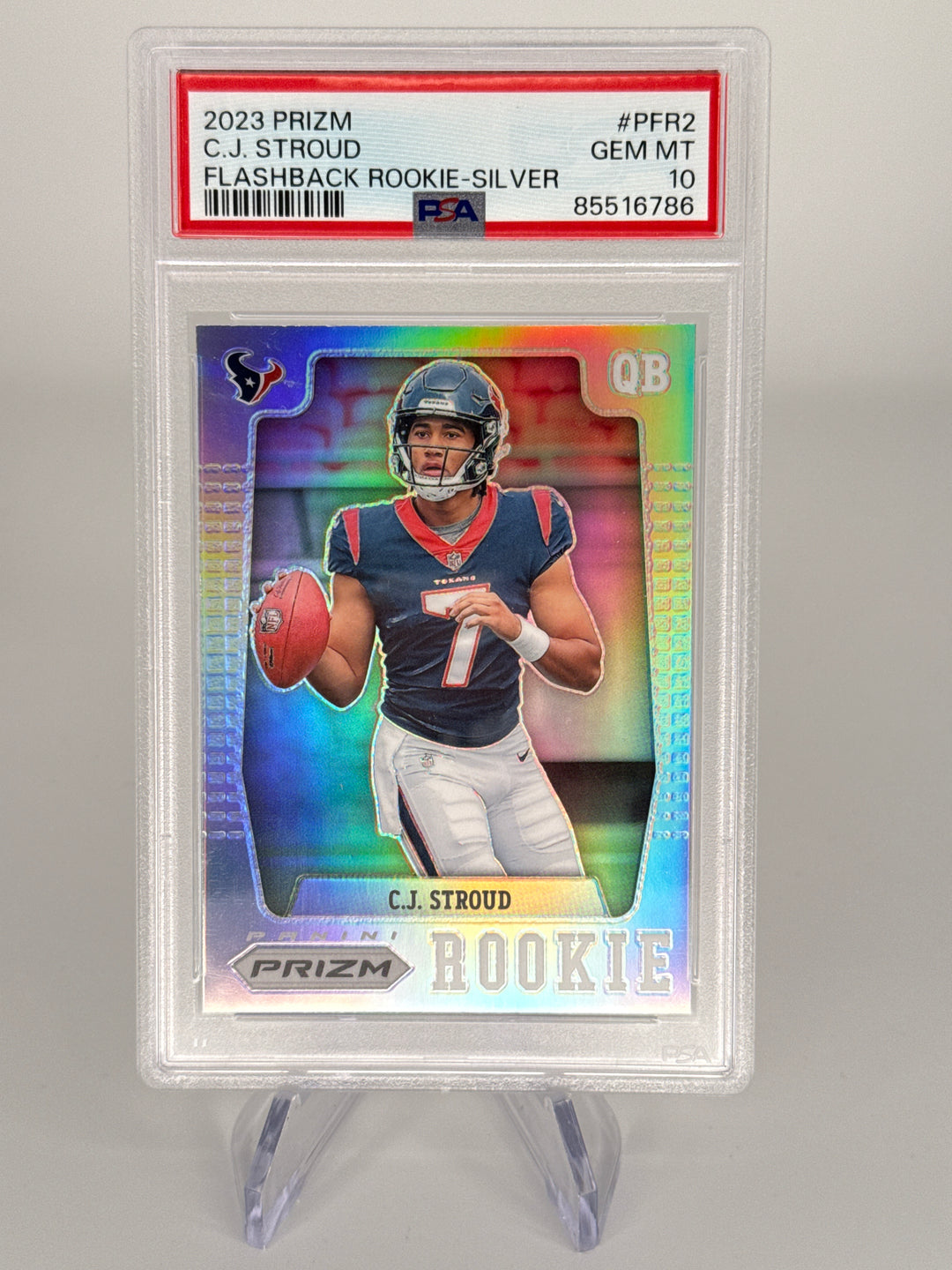 CJ Stroud 2023 Panini Prizm Flashback Silver Rookie, PSA 10 Gem Mint