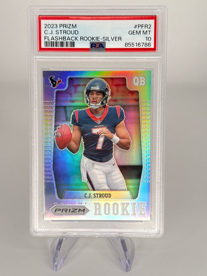 CJ Stroud 2023 Panini Prizm Flashback Silver Rookie, PSA 10 Gem Mint