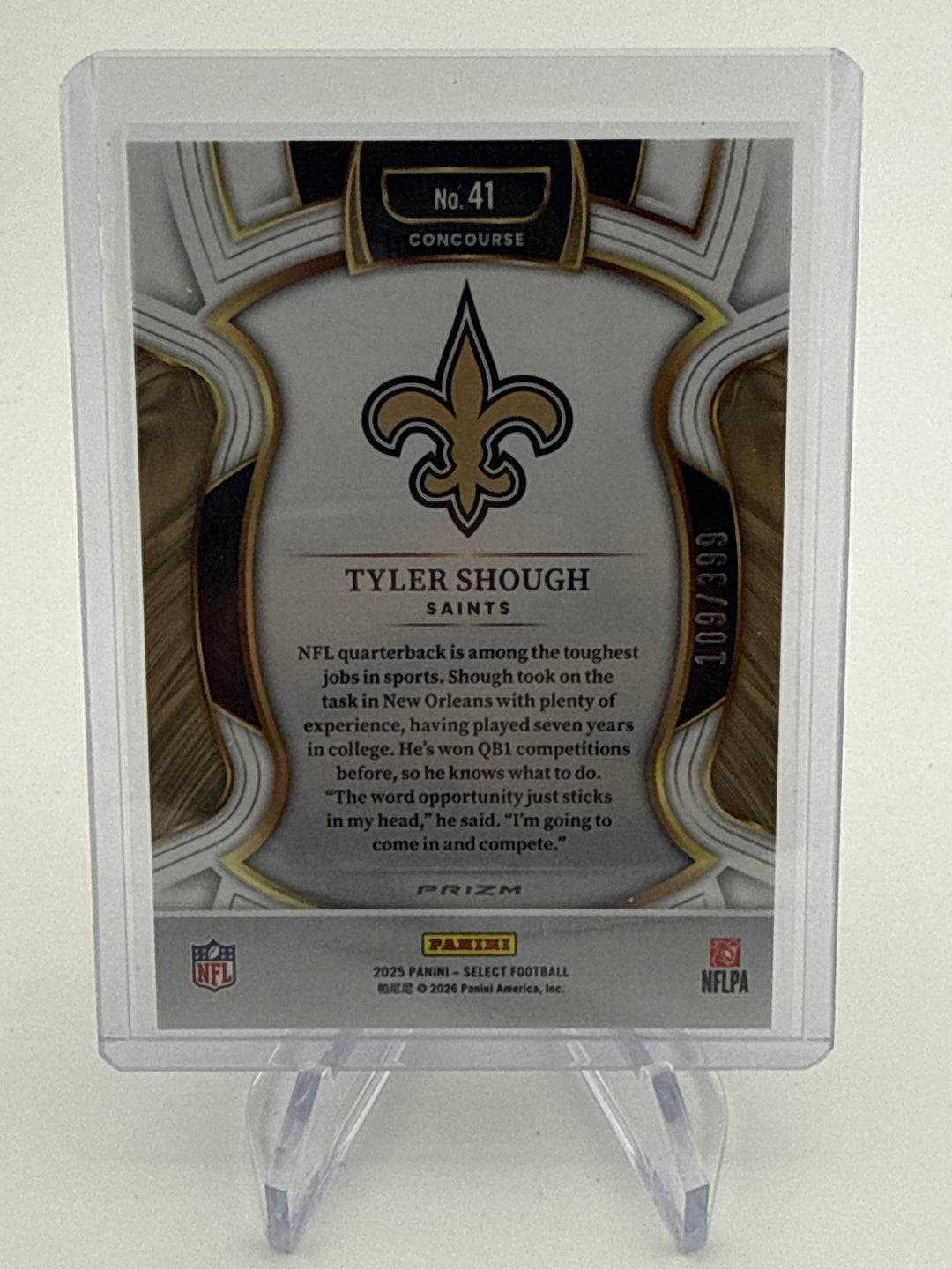 Tyler Shough 2025 Panini Select Tri Color Rookie, 109/399