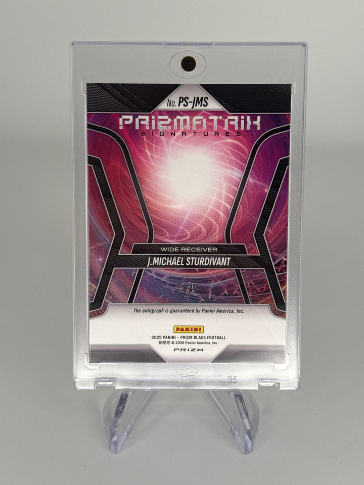 J.Michael Stewart 2025 Panini Prizm Black Prizmatrix NIL Gold Vinyl Prizm Auto, 1/5