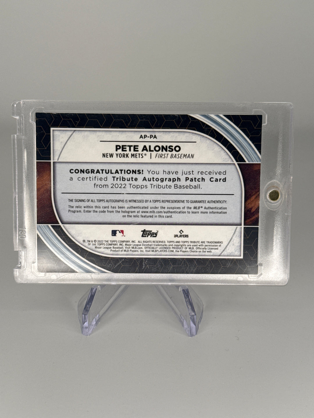 Pete Alonso 2022 Topps Tribute Patch Auto Red, 07/10