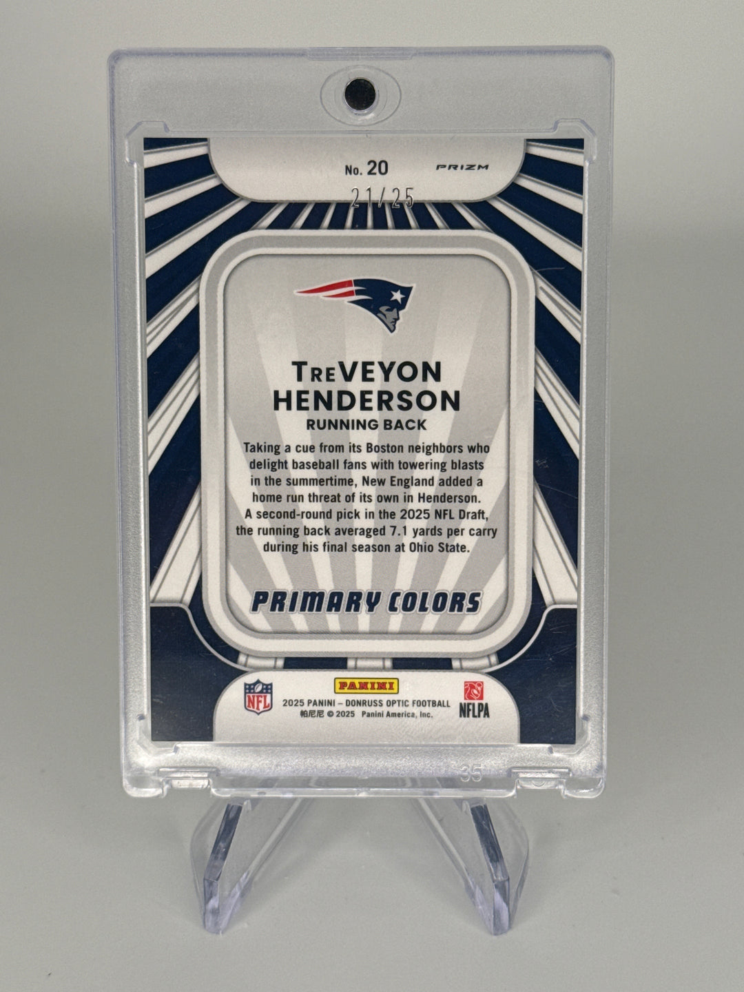 Treveyon Henderson 2025 Panini Donruss Optic Primary Colors Purple Stars Rookie, 21/25
