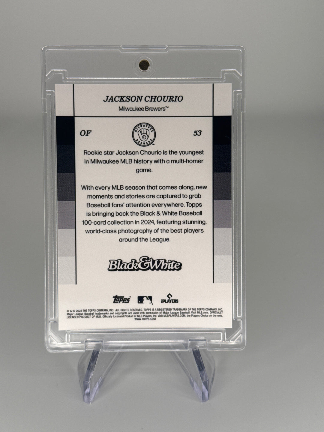 Jackson Chourio 2024 Topps Black & White Rookie, 23/75
