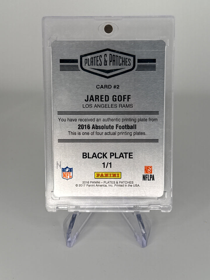 Jared Goff 2016 Panini Absolute 1 of 1 Printing Plate Rookie