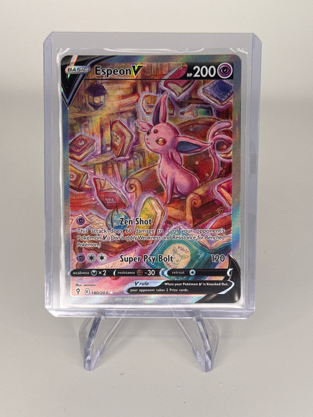 Pokemon TCG 2021 Espeon V Evolving Skies Alt Art Full Art Holo, 180/203