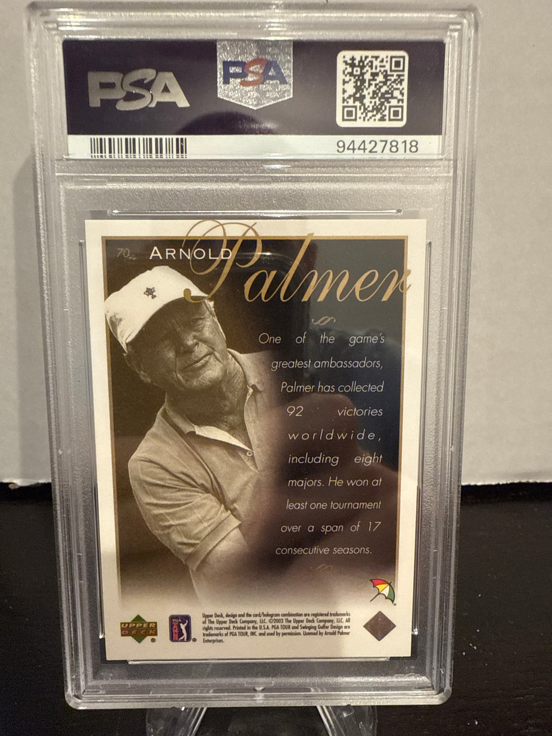 Arnold Palmer 2003 Upper Deck Golf, PSA 10 Gem Mint