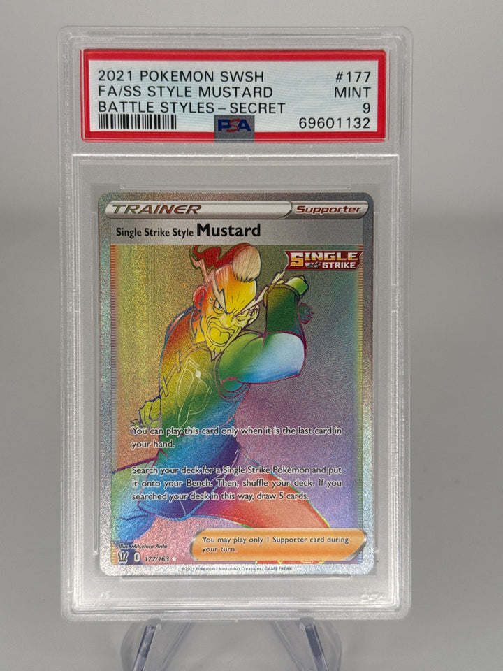Pokemon TCG 2021 Mustard Battle Styles Secret Rare, 177/163, PSA 9 Mint