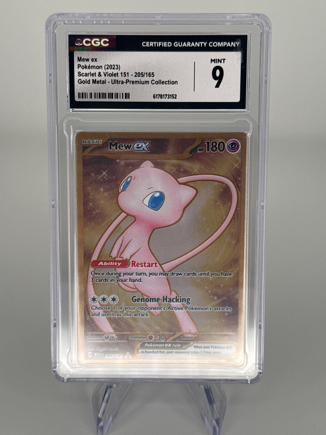 Pokemon TCG 2023 Mew EX Scarlet & Violet 151 Gold Metal Ultra Rare, 205/165, CGC 9 Mint