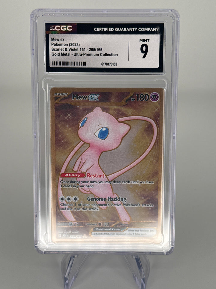 Pokemon TCG 2023 Mew EX Scarlet & Violet 151 Gold Metal Ultra Rare, 205/165, CGC 9 Mint