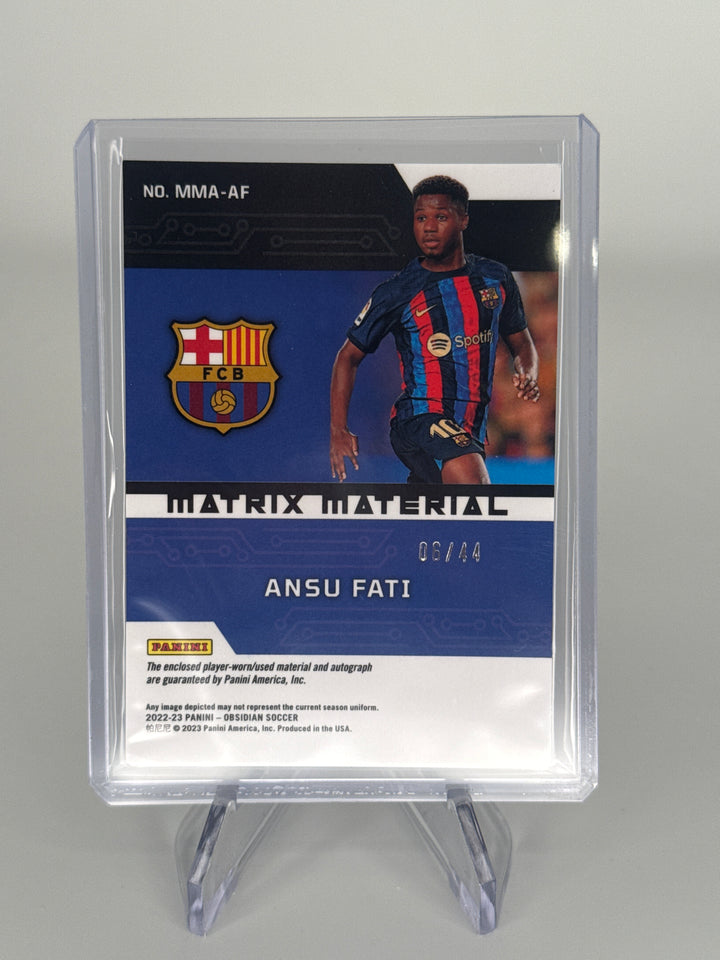 Ansu Fati 2022-2023 Panini Obsidian Matrix Material Auto Relic, 06/44