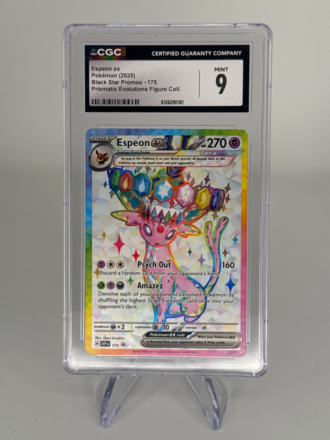 Pokemon TCG 2025 Espeon EX Prismatic Evolutions Black Star Promo, 175, CGC 9 Mint
