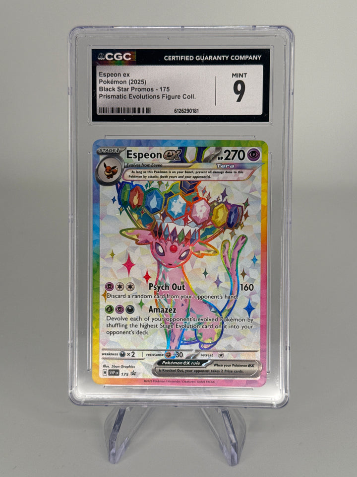 Pokemon TCG 2025 Espeon EX Prismatic Evolutions Black Star Promo, 175, CGC 9 Mint