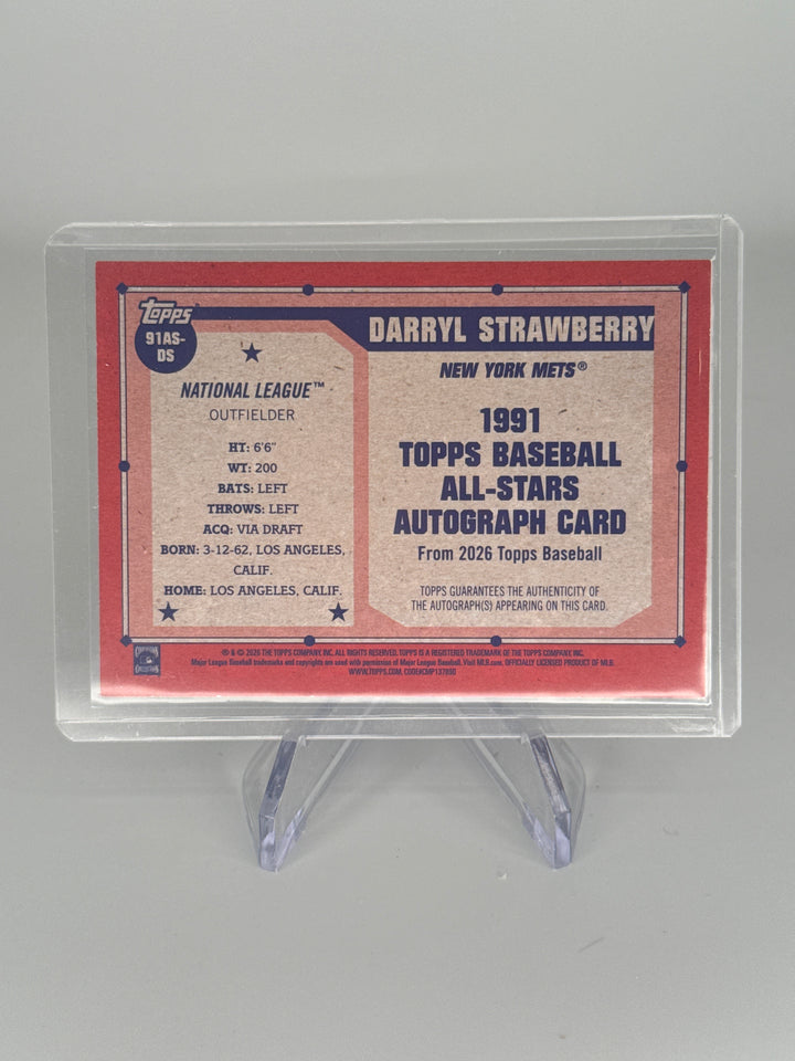 Darryl Strawberry 2026 Topps 1991 75th Anniversary Blue Auto, 035/150
