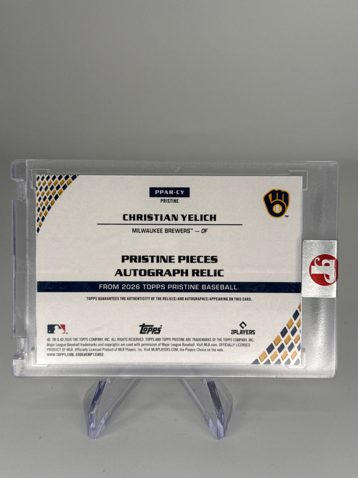 Christian Yelich 2026 Topps Pristine Pieces Auto Relic, 06/10