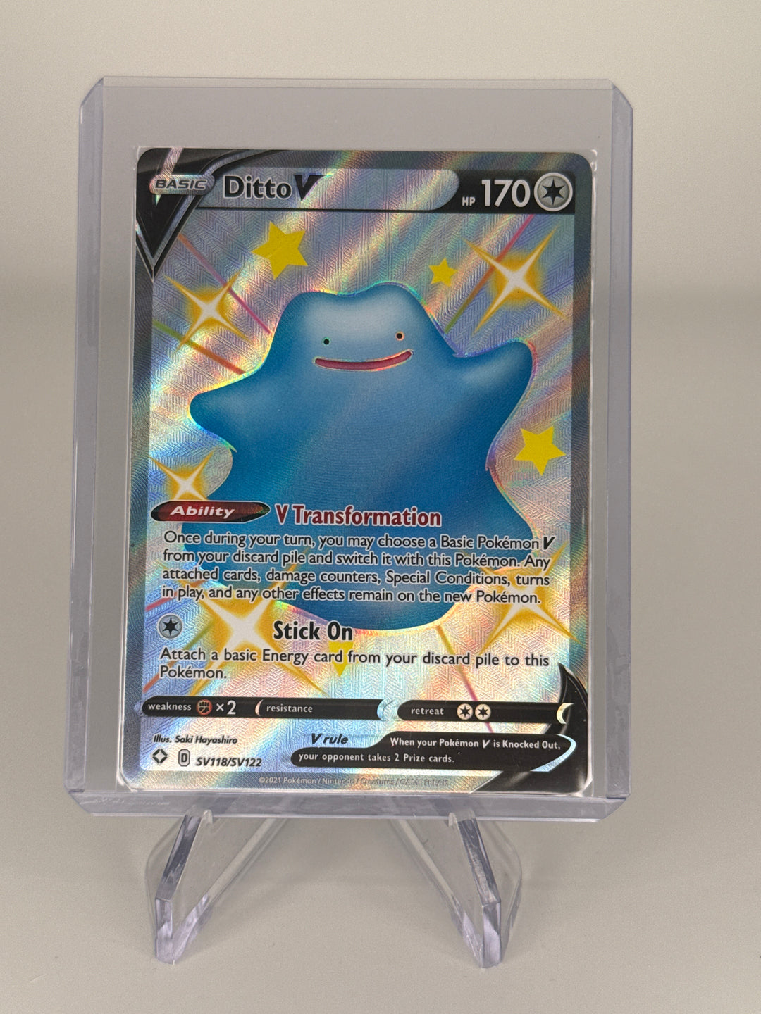 Pokemon TCG 2021 Ditto V Shining Fates Ultra Rare Full Art, SV118/SV122