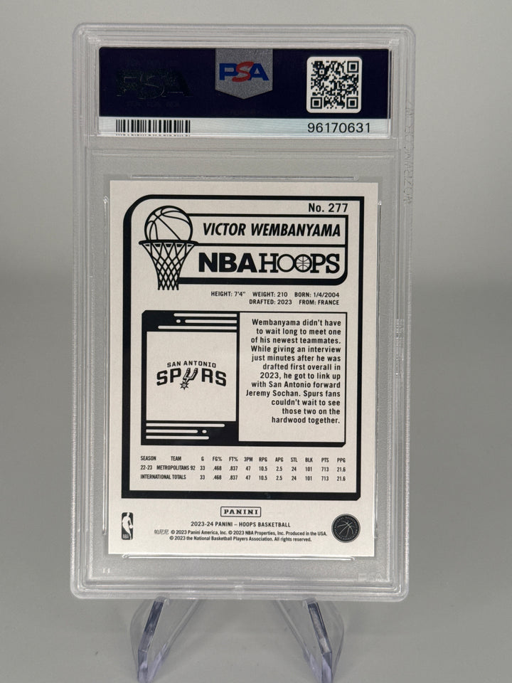 Victor Wembanyama 2023 Panini NBA Hoops Rookie, PSA 10 Gem Mint