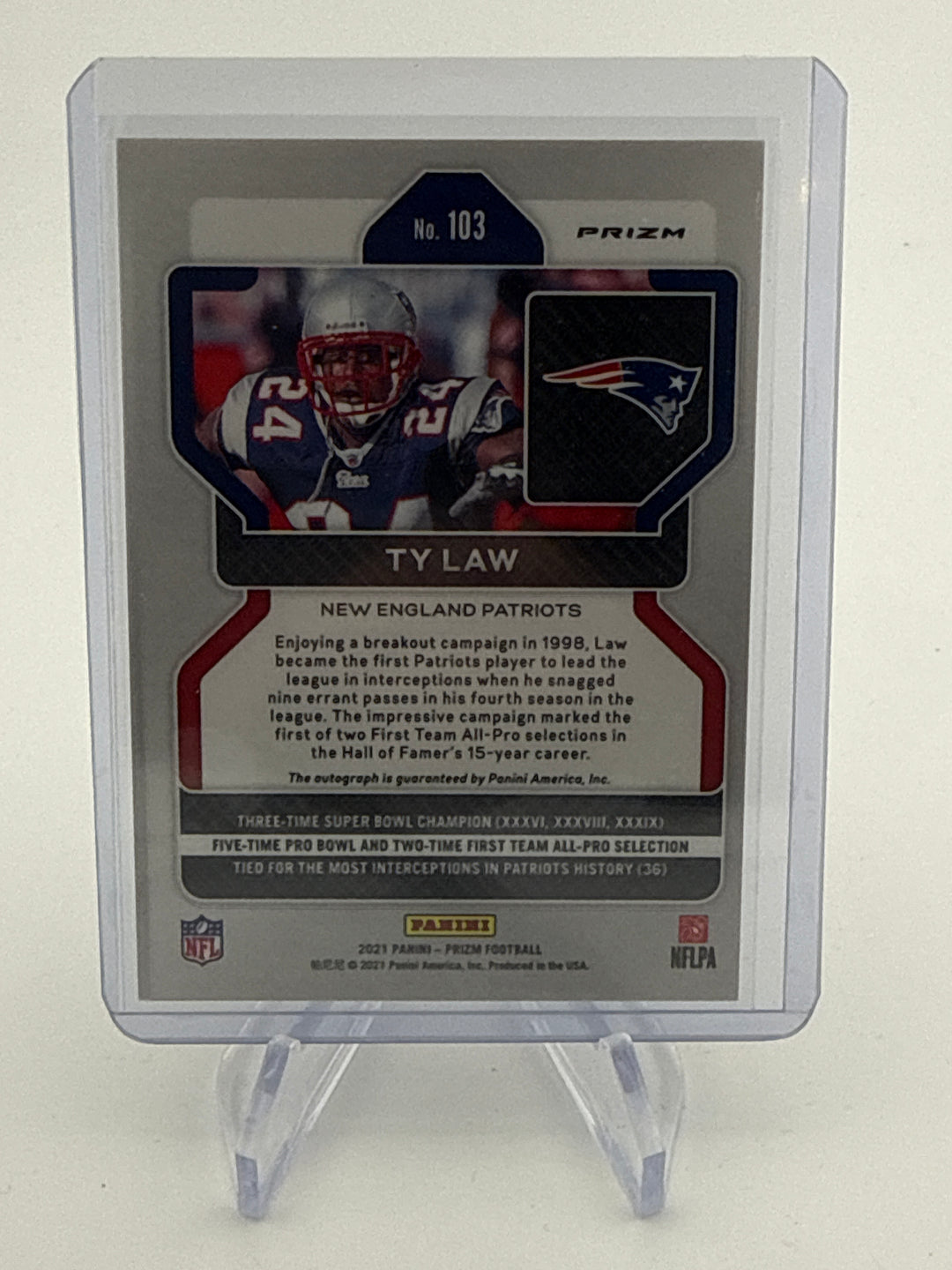 Ty Law 2021 Panini Prizm Silver Prizm Auto