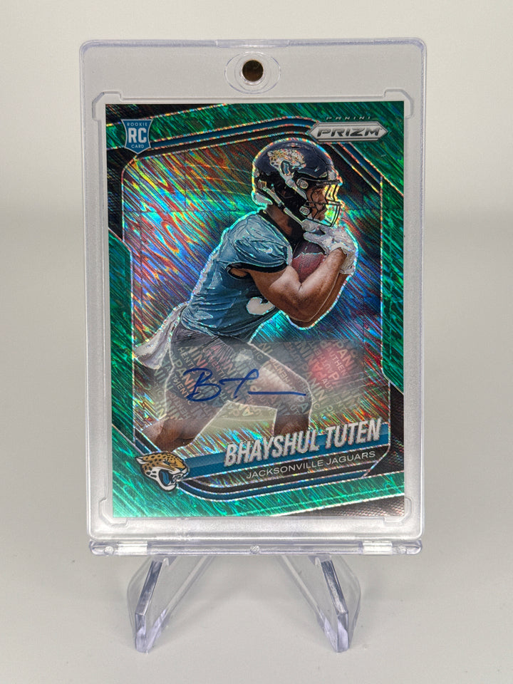 Bhayshul Tuten 2025 Panini Prizm Green Shimmer Rookie Auto, 1/5