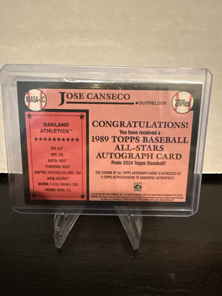 Jose Canseco 2024 Topps 1989 All Star Auto
