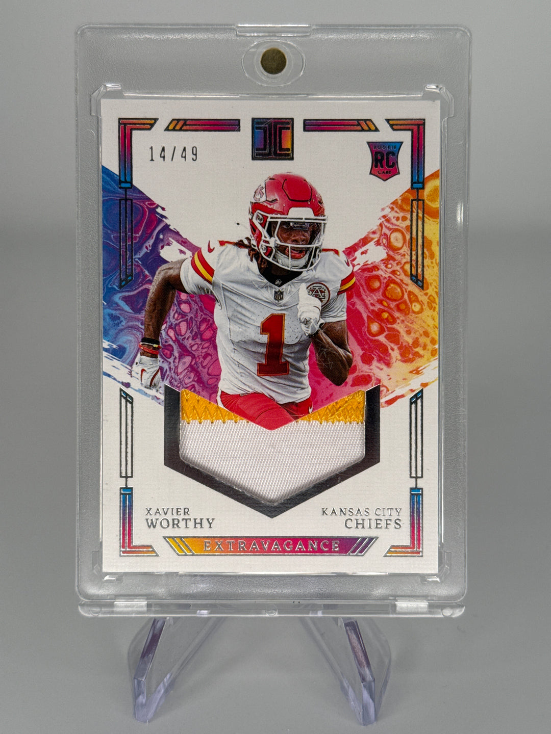 Xavier Worthy 2024 Panini Impeccable Extravagance Rookie Relic, 14/49